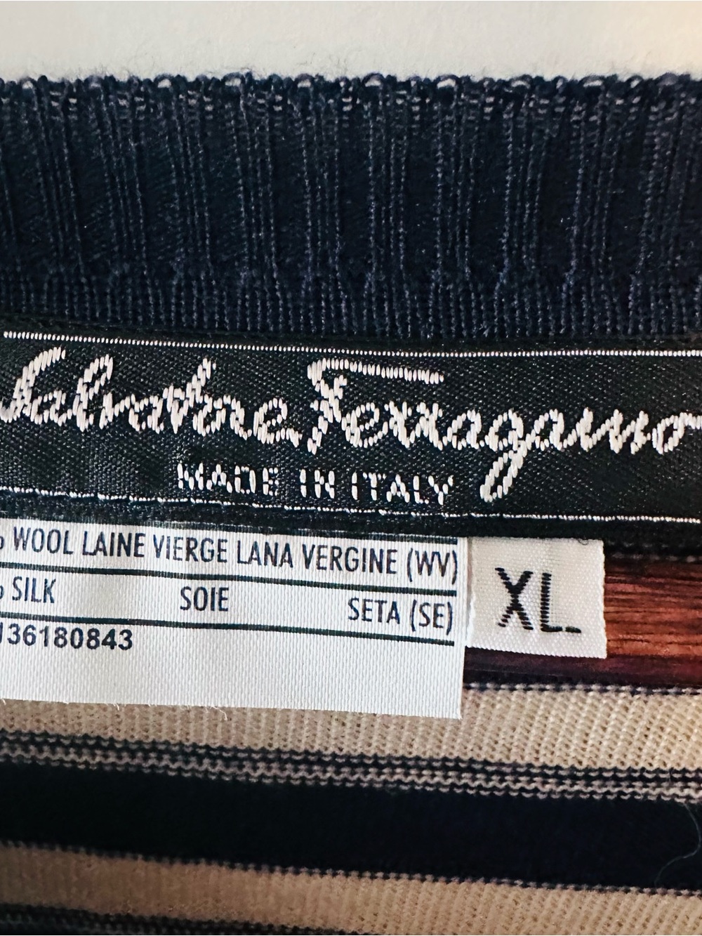 Salvatore Ferragamo Navy, Cream & Black Patterned Cardigan - Picture 4 of 8
